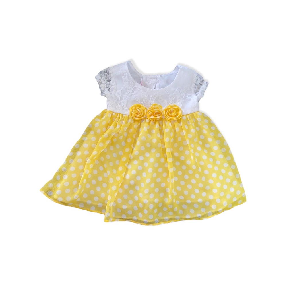 Jessica Ann Yellow and White Lace Dress 6-9 Months